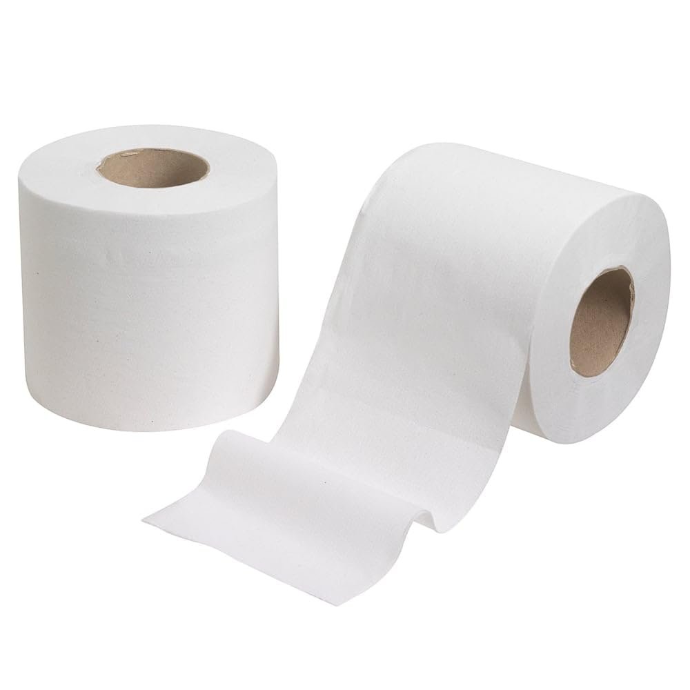 Tezraftaar 12 x Jumbo Toilet Paper Roll 95mm x 120m 2Ply White Unscented Industrial Toilet Tissue Roll for Camping Office Home