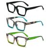 MMOWW 3-Pack Oversized Reading Glasses for Women - Anti Blue Light Glasses with Square Frame (Black+Hawksbill blue+Hawksbill green, +3.5) view 2