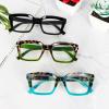 MMOWW 3-Pack Oversized Reading Glasses for Women - Anti Blue Light Glasses with Square Frame (Black+Hawksbill blue+Hawksbill green, +3.5) view 3