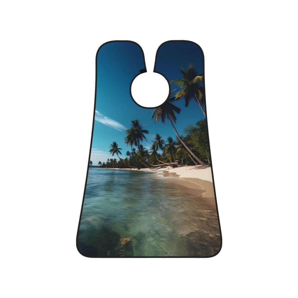 EVANEM Tropical Beach Plant Theme Beard Bib, Men'S Beard Trimmer Catcher, With 3 Suction Cups And 1 Storage Bag, Good Gift For Dad & Husband (73x107cm)