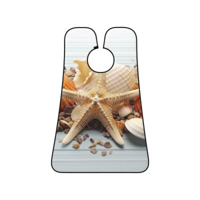 EVANEM Starfish And Shells Beard Bib, Men'S Beard Trimmer Catcher, With 3 Suction Cups And 1 Storage Bag, Good Gift For Dad & Husband (73x107cm)