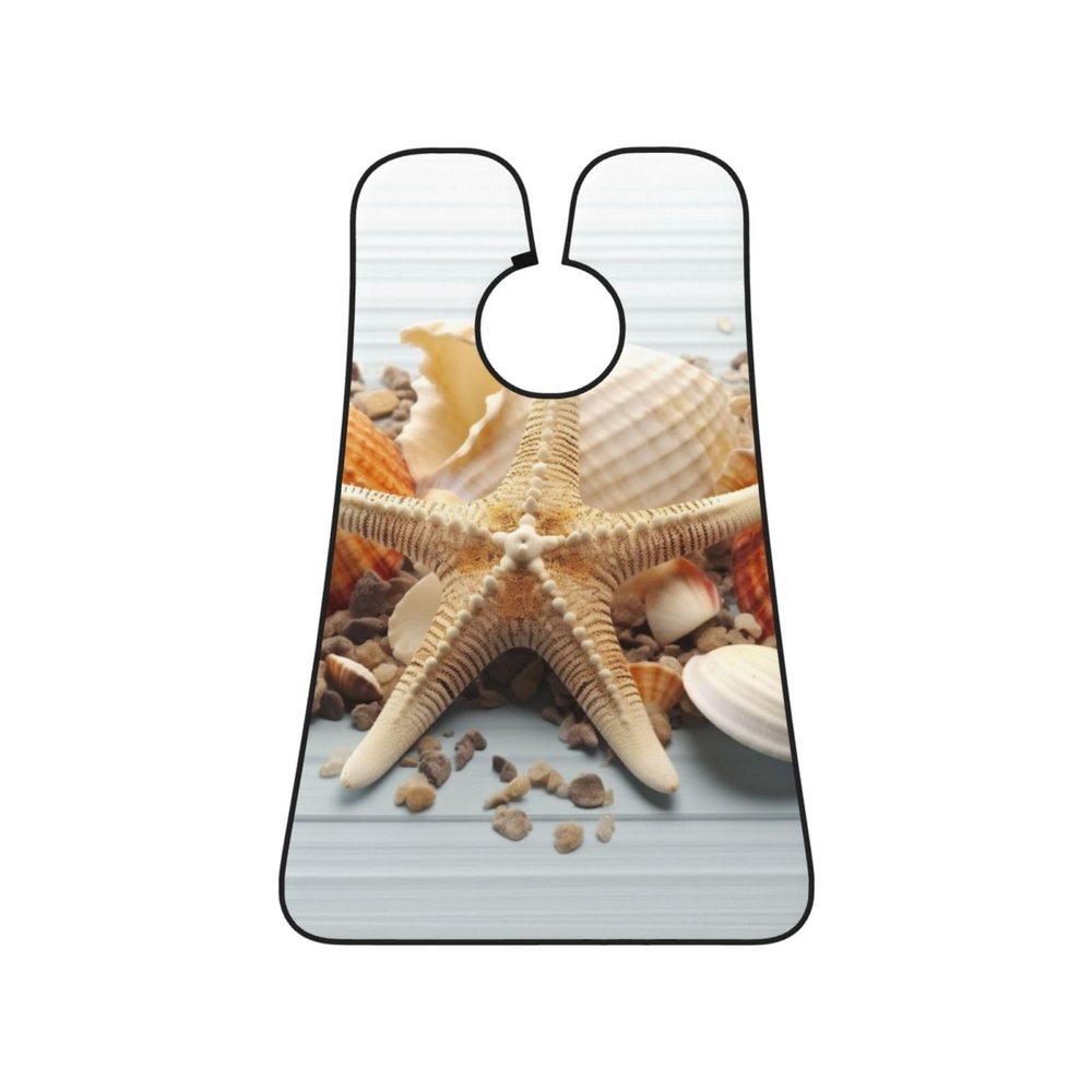 EVANEM Starfish And Shells Beard Bib, Men'S Beard Trimmer Catcher, With 3 Suction Cups And 1 Storage Bag, Good Gift For Dad & Husband (73x107cm)