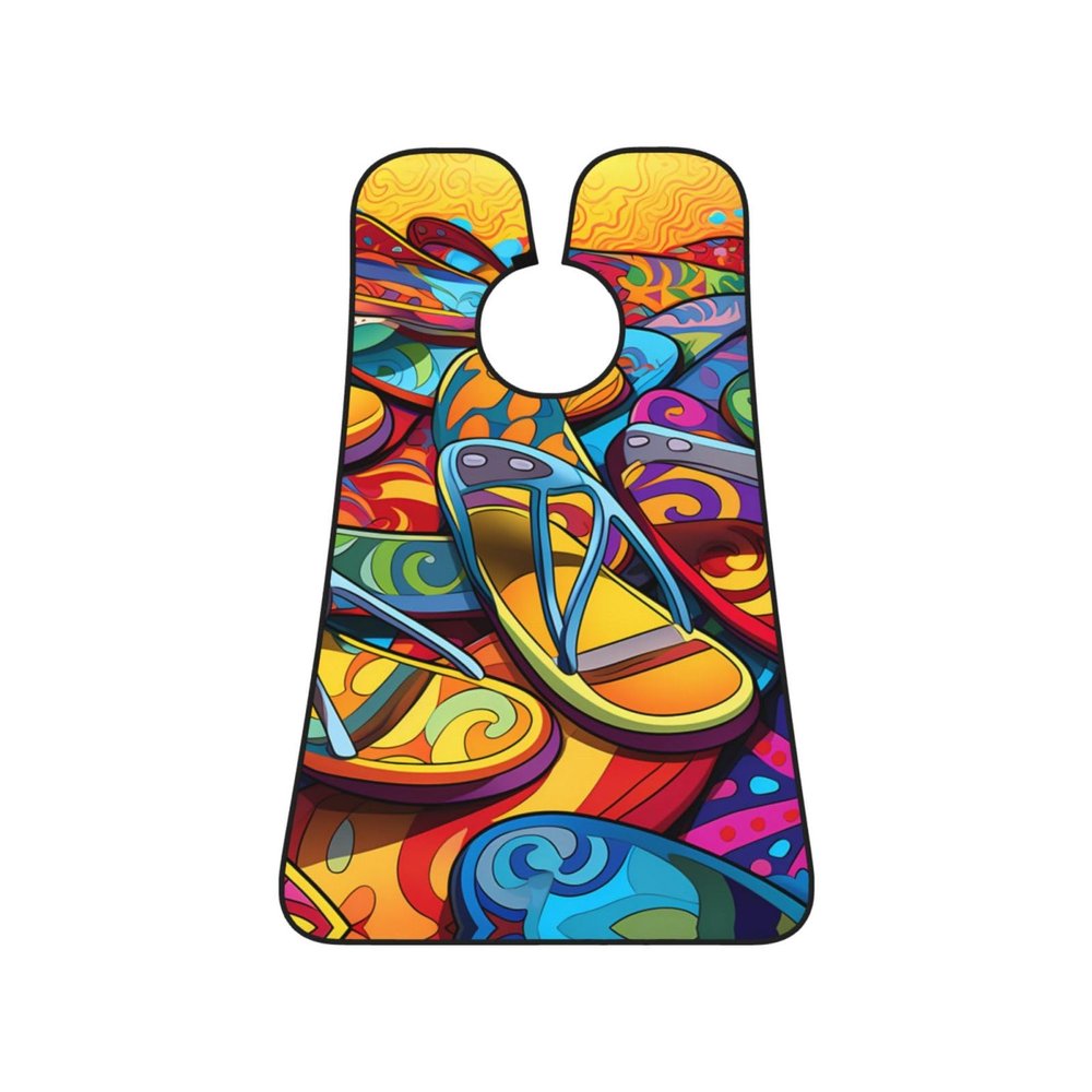 EVANEM Colorful Flip Flops Beard Bib, Men'S Beard Trimmer Catcher, With 3 Suction Cups And 1 Storage Bag, Good Gift For Dad & Husband (73x107cm)