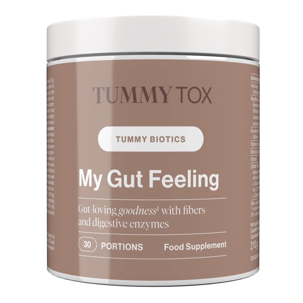 Probiotics for Gut Health - Bacterial Cultures Supplement with Prebiotics, Psyllium, Acacia Fibre, Guarana, Vitamin C - 30 portions, 210 g - My Gut Feeling - Tummy Tox