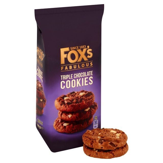 Fox's Fabulous cookie 180g, Three mix luxury varities of Milk, Triple & White chocolate Biscuits for special Occasions, Supreme gift to share with friends and family Snack Value Pack (2, Triple)