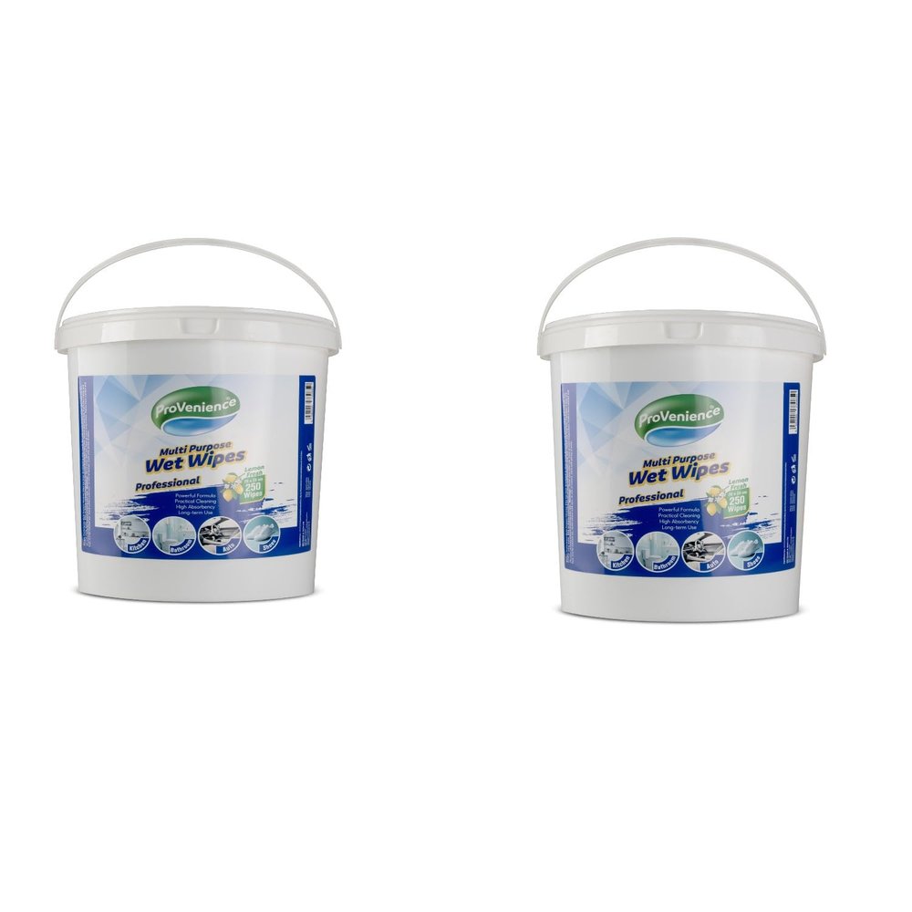2 x 250 Sheets | Double Pack Provenience Surface Cleaner XL Wet Wipes | 20 x 24 cm | Perfect for Kitchen, Bathroom, Car, Shoes etc. | High Absorbency | Lemon Scent | Ideal for Mops | Multi Purpose