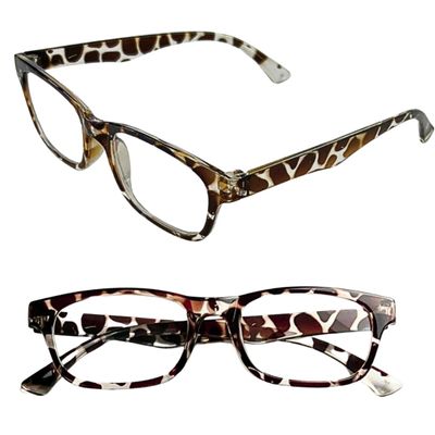 1 Pair Reading Glasses Unisex Men & Women Lightweight Clear Transparent Lenses Designer Style Frames Spring Hinges for Near Vision & Reading Spectacles Fashionable Casual (Brown Print, 3.00, x)