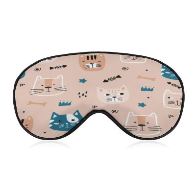 Sleep Mask CAt Fish Bones for Light Blocking,Eye Mask for Women Men Side Sleeper,Puffiness Dry Eyes Headache,Adjustable Strap