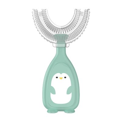 U-Shaped Toothbrush Silicone Toothbrush Baby Mouth Cleaning Manual Toothbrush (Green, L) Children