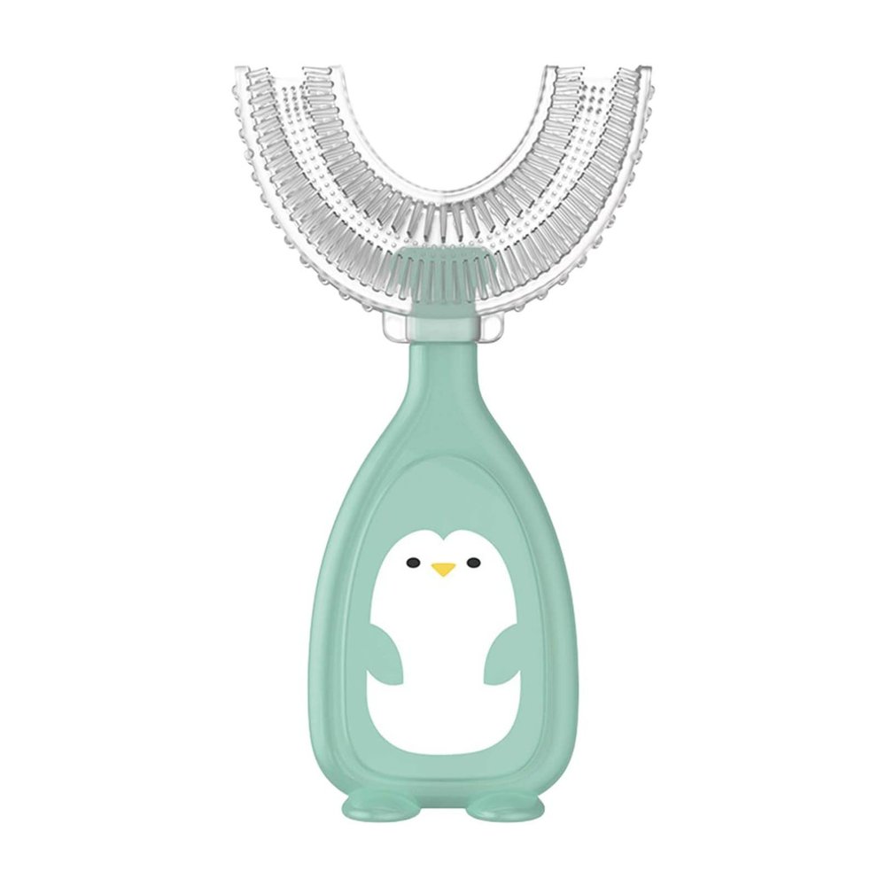 U-Shaped Toothbrush Silicone Toothbrush Baby Mouth Cleaning Manual Toothbrush (Green, L) Children