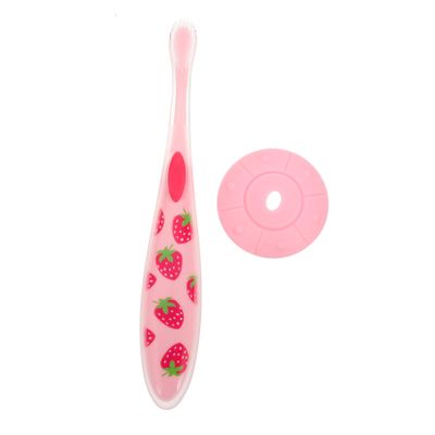 TOVINANNA Portable Silicone Baby Toothbrush U-Shaped Head Strawberry Design Soft Infant Toothbrush for Toddler Oral Care Household Baby Supply