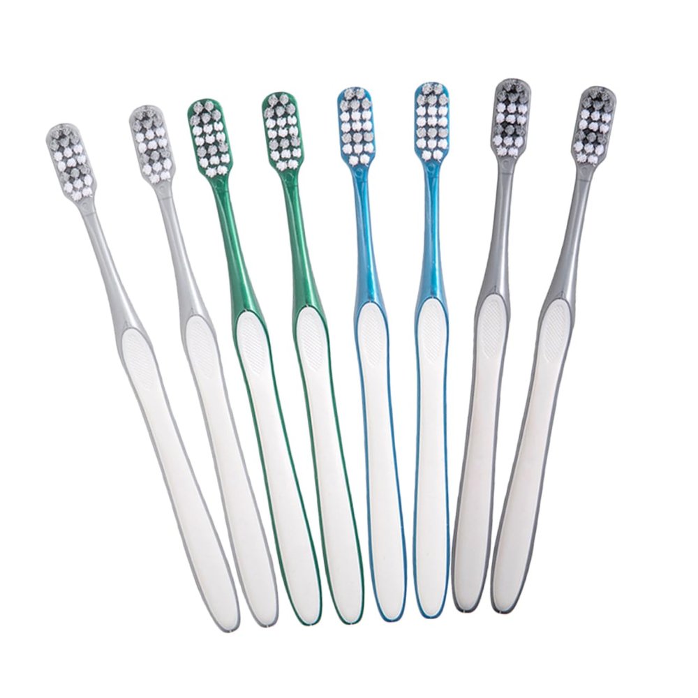 Beavorty 8pcs Men Hard Bristle Toothbrushes Portable Travel Household Use Wear-Resistant Large Head Teeth Cleaning Toothbrush
