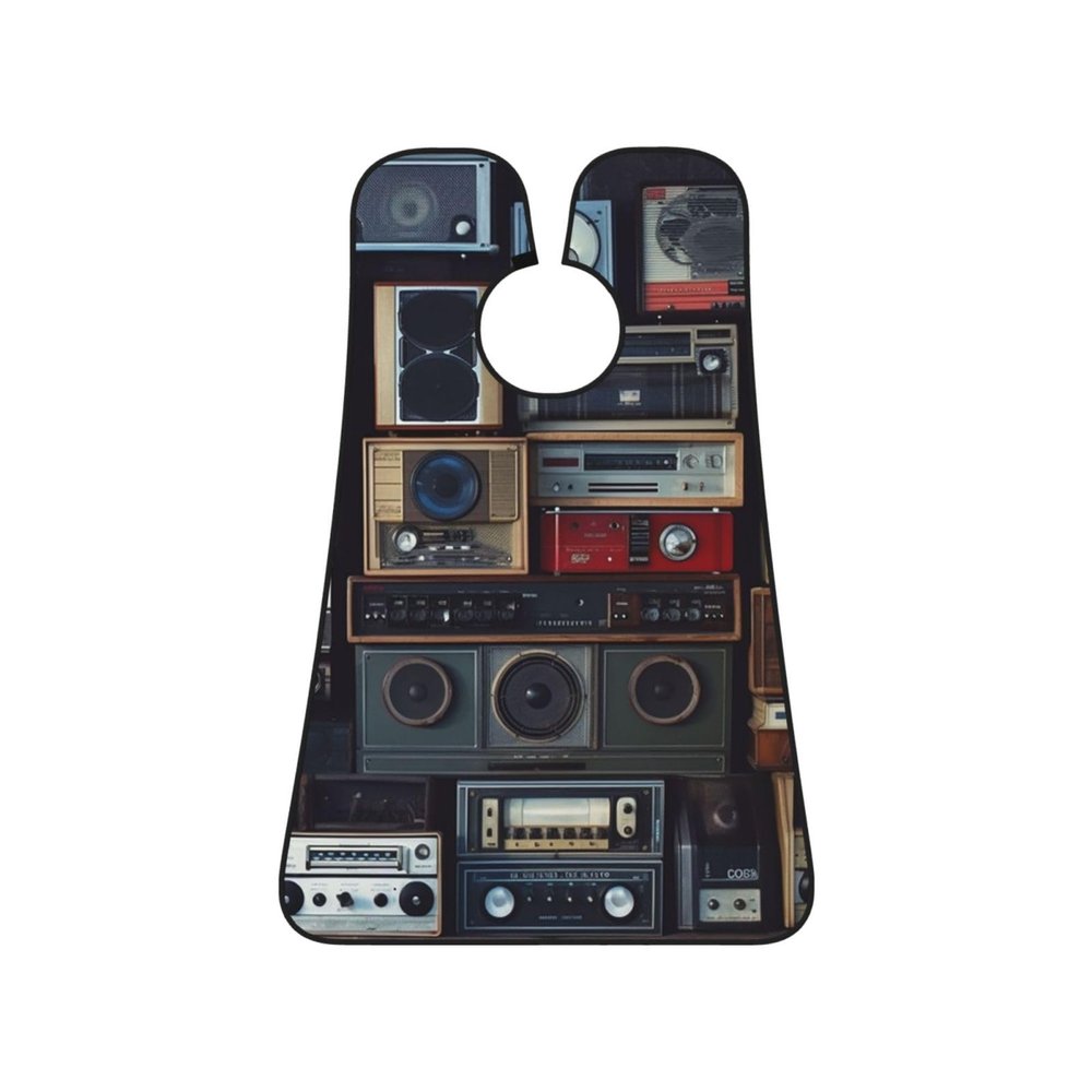 EVANEM Vintage Wall Of Radio Boombox Beard Bib, Men'S Beard Trimmer Catcher, With 3 Suction Cups And 1 Storage Bag, Good Gift For Dad & Husband (73x107cm)