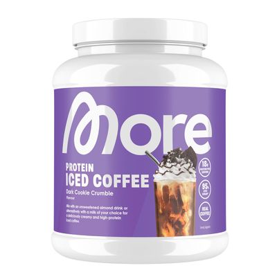 More Protein Iced Coffee, Dark Cookie Crumble, 500 g, 1.1 lbs, 20 Servings, Protein Powder with Instant Coffee, Low in Sugar and Fat  Made in Germany