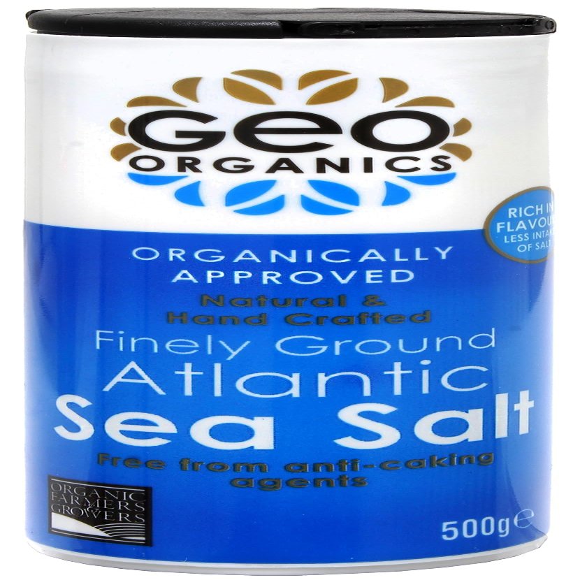 Geo Organics Atlantic Sea Salt Shaker 500g (Pack of 6) | Organically Approved Fine Sea Salt | Natural & Hand Crafted | Additive-Free, Non-GMO, Gluten-Free, Vegan | Free From Anti-Caking Agents