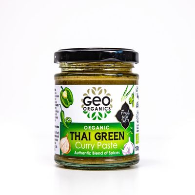 Geo Organics Thai Green Curry Paste 180g (Pack of 3) Serves 4 | Organic & Vegan-Friendly Thai Curry Paste | Authentic Thai Recipe Base | Certified by Soil Association Curry Paste