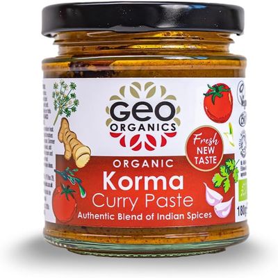Geo Organics Korma Curry Paste 180g (Pack of 3) Serves 4 | Organic Curry Paste | Certified Organic Curry & Vegan Friendly | Authentic Restaurant Recipe Base Korma Indian Food