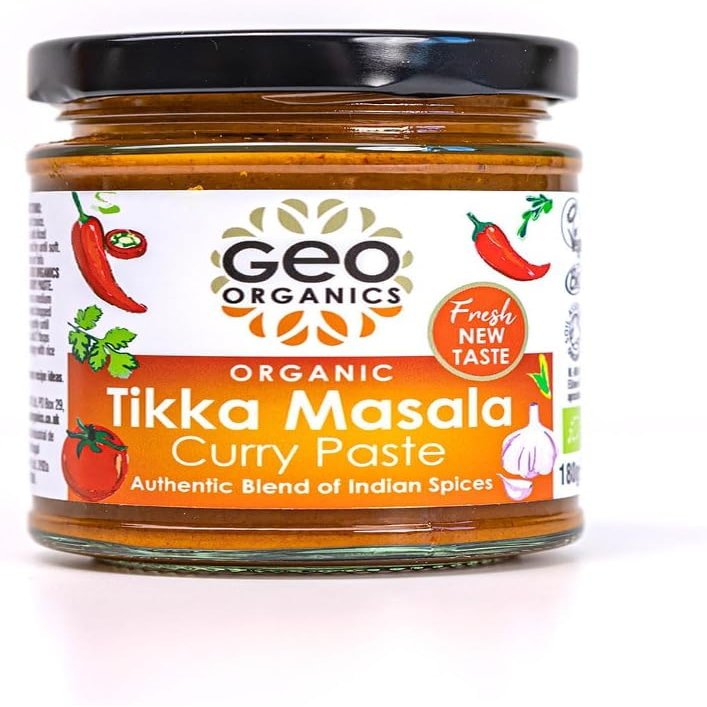 Geo Organics Tikka Masala Curry Paste 180g (Pack of 3) Serves 4 | Organic Curry Paste | Certified Organic & Vegan-Friendly | Authentic Restaurant Recipe Base Tikka Masala Vegan Food