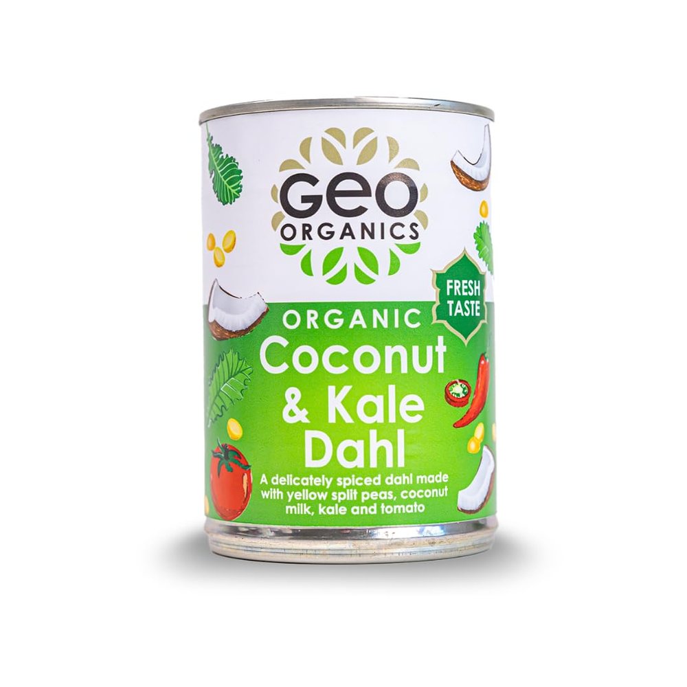 Geo Organics Coconut & Kale Dahl 400g (Pack of 6) | Authentic Indian Side Dish | Low Sugar & Salt | Certified Organic | Vegan Meals & Gluten-Free Food | Mild Spice Level