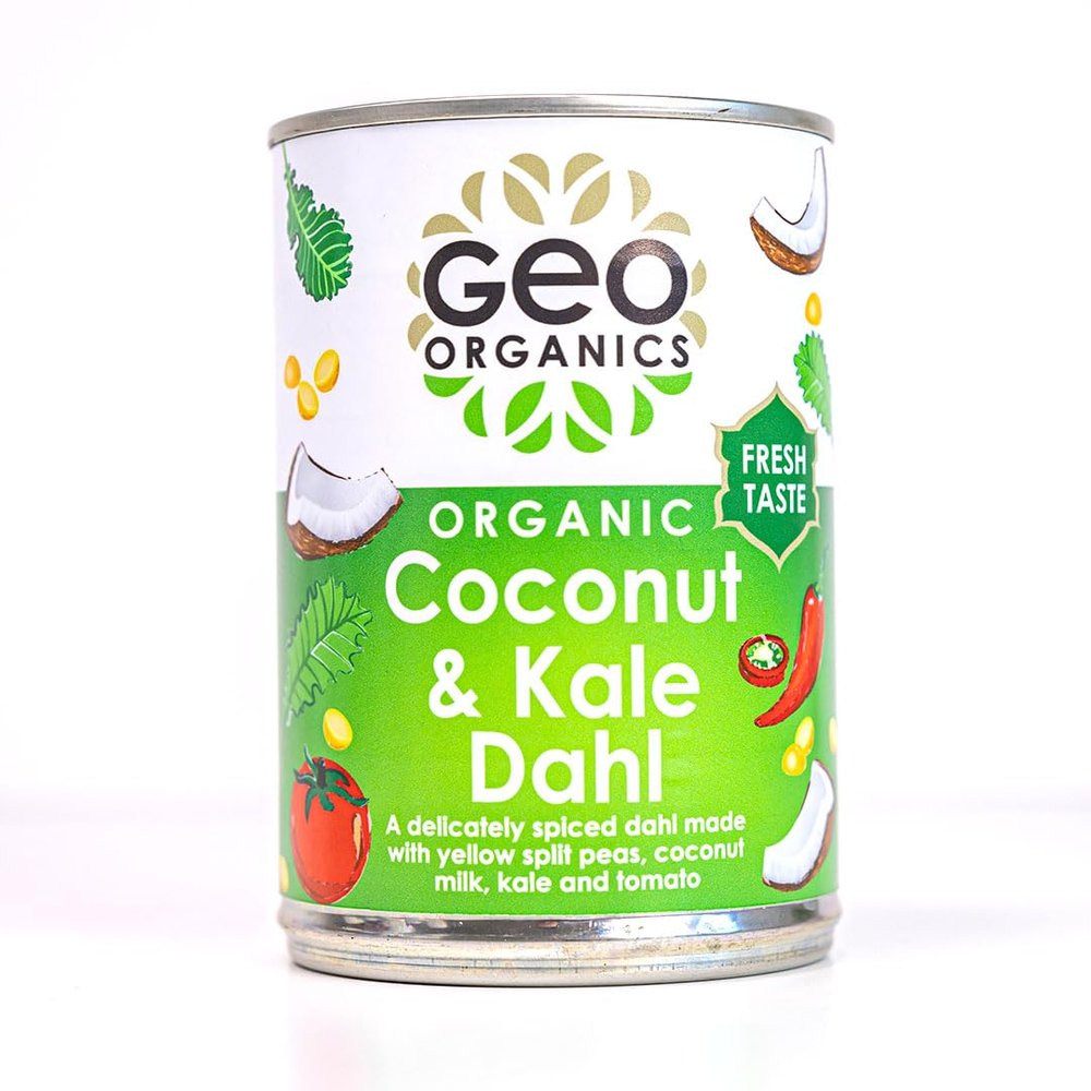 Geo Organics Coconut & Kale Dahl 400g (Pack of 1) | Authentic Indian Side Dish | Low Sugar & Salt | Certified Organic | Vegan Meals & Gluten-Free Food | Mild Spice Level