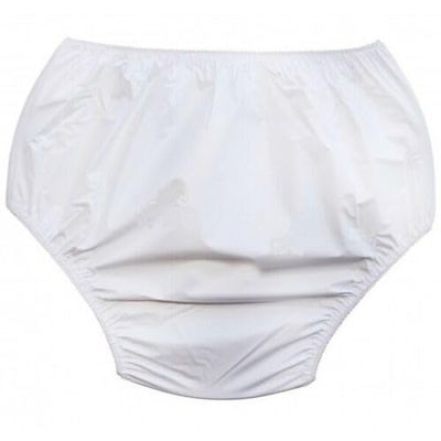 Ladies Mens White - Black Incontinence Waterproof Briefs Pants Knickers - Hospital - UK Made (White, 3XL)