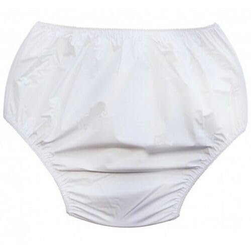 Ladies Mens White - Black Incontinence Waterproof Briefs Pants Knickers - Hospital - UK Made (White, 3XL)
