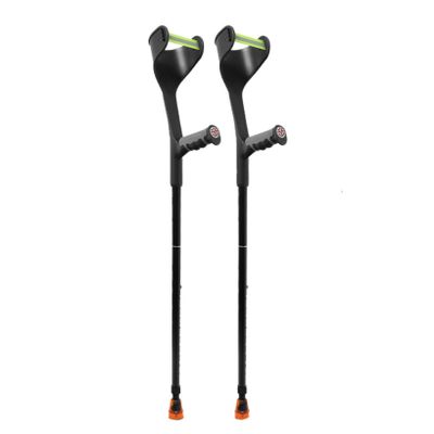 10-Level Adjustable Height Walking Stick,Forearm Crutches With Elbow Rest Strap TPR Hand Grip & Rubber Tip For Elderly Disabled Men Women (Color : Black, Size : 2 pcs)