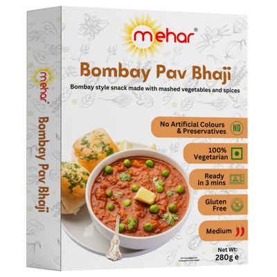 Mehar Bombay Pav Bhaji Meal, Ready to Eat, 280g, large