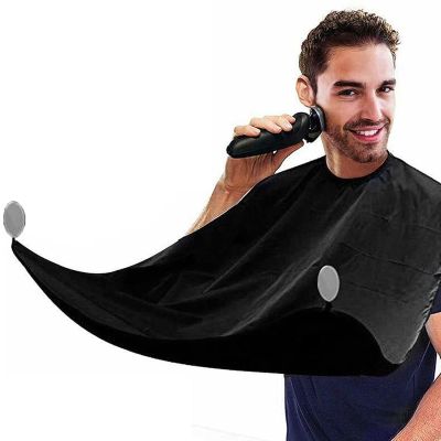 1Piece Bib Apron Beard Beard Shaving Bib, Bib Cape for Beard Shaving with 2 Suction Cups, Gifts for Men Boyfriend Father (black)