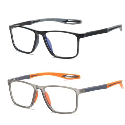 2 Pack Reading Glasses for Men, Sports Ultra-Light Blue Light Blocking Readers (Orange+Gray, 1, x)
