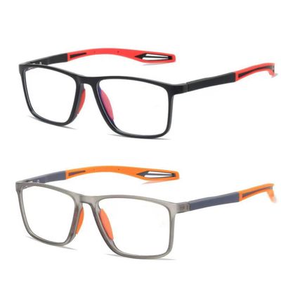 2 Pack Reading Glasses for Men, Sports Ultra-Light Blue Light Blocking Readers (Orange+Red, 2.5, x)