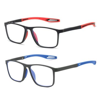 2 Pack Reading Glasses for Men, Sports Ultra-Light Blue Light Blocking Readers (Red+Blue, 2.5, x)