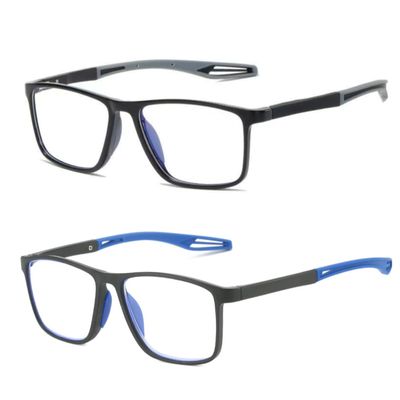 2 Pack Reading Glasses for Men, Sports Ultra-Light Blue Light Blocking Readers (Gray+Blue, 2, x)