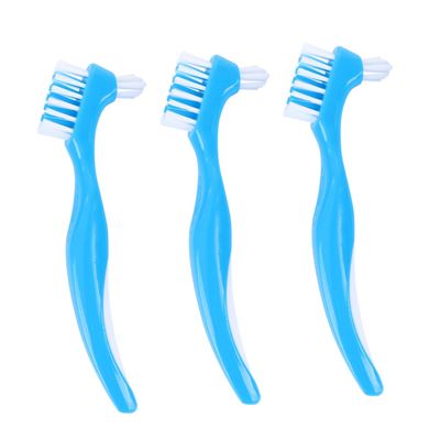 Beavorty 6pcs Denture Care Brush Double Sided Toothbrush for False Teeth Cleaning Non-Slip Handle Portable Denture Brush for Home Use