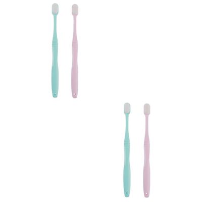 Beavorty 4pcs Micro-Nano Manual Toothbrush for Gum Care Soft Toothbrush for Sensitive Gums for Family Use in Pink and Sky