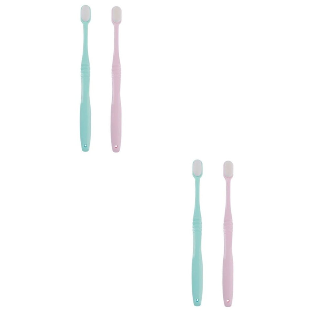Beavorty 4pcs Micro-Nano Manual Toothbrush for Gum Care Soft Toothbrush for Sensitive Gums for Family Use in Pink and Sky
