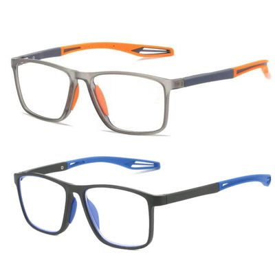 2 Pack Reading Glasses for Men, Sports Ultra-Light Blue Light Blocking Readers (Orange+Blue, 2.5, x)