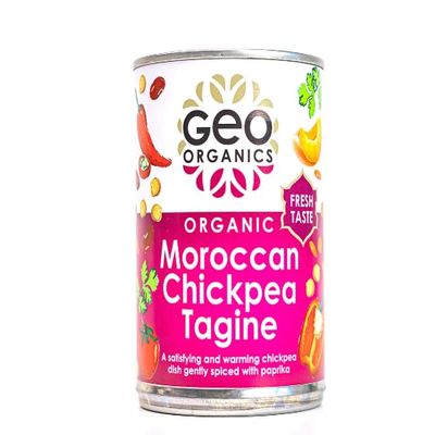 Geo Organics Moroccan Chickpea Tagine 400g (Pack of 3) | Certified Organic | Vegan Meals & Gluten-Free Food | Ready Meal with Exotic Spices | Gently Spiced