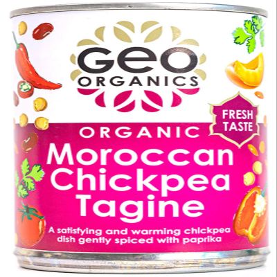 Geo Organics Moroccan Chickpea Tagine 400g (Pack of 1) | Certified Organic | Vegan Meals & Gluten-Free Food | Ready Meal with Exotic Spices | Gently Spiced