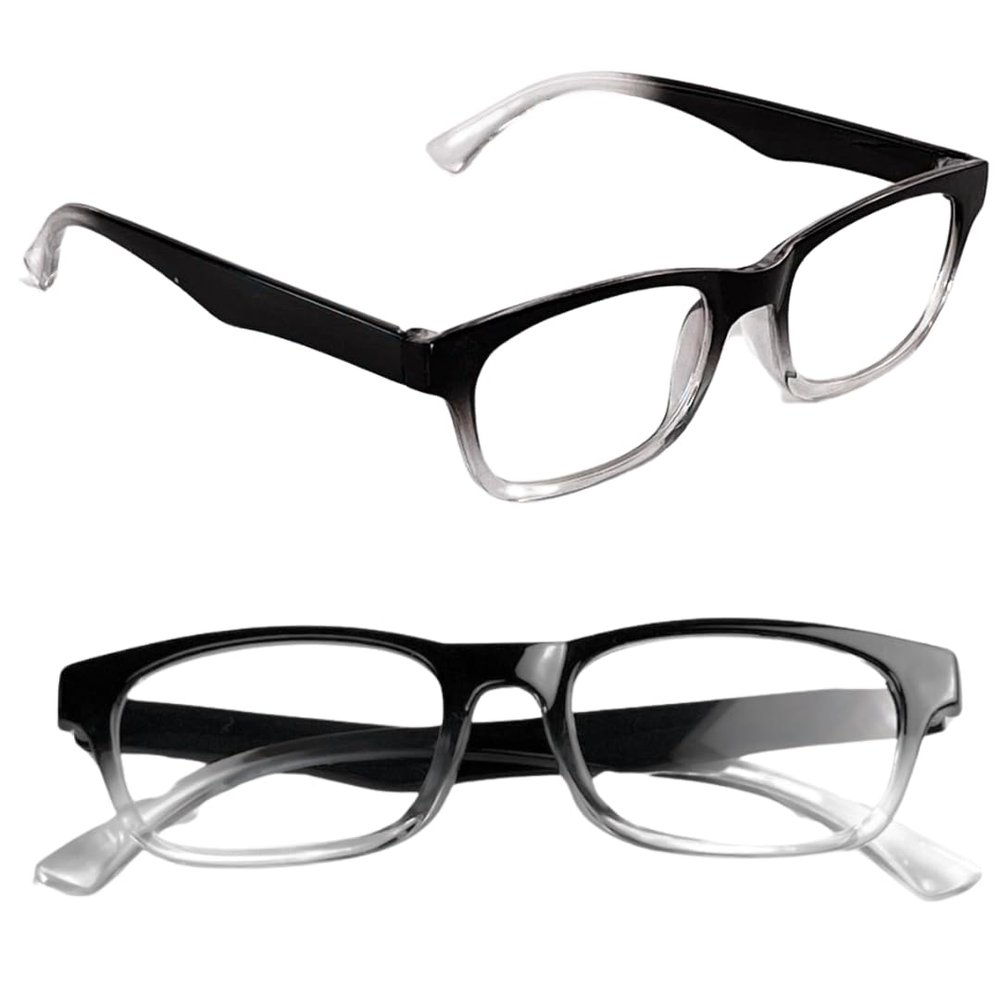 1 Pair Reading Glasses Unisex Men & Women Lightweight Clear Transparent Lenses Designer Style Frames Spring Hinges for Near Vision & Reading Spectacles Fashionable Casual (Black/Clear, 1.5, x)