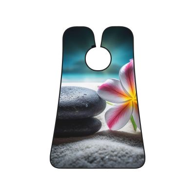 EVANEM Tropical Flower And Zen Stone Beard Bib, Men'S Beard Trimmer Catcher, With 3 Suction Cups And 1 Storage Bag, Good Gift For Dad & Husband (73x107cm)