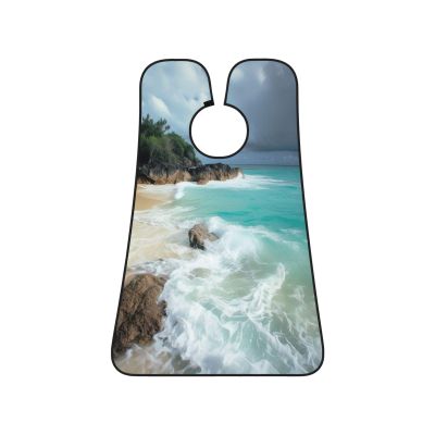 EVANEM Serene Coastal Beard Bib, Men'S Beard Trimmer Catcher, With 3 Suction Cups And 1 Storage Bag, Good Gift For Dad & Husband (73x107cm)