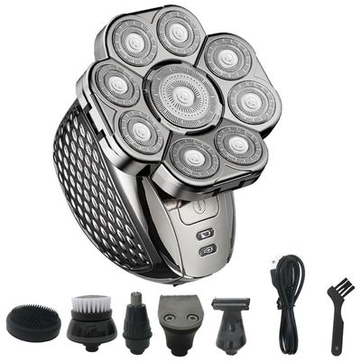 JQUAL Electric Razor for Men, 6 in 1 Men's Bald Head Electric Shaver 9 Blades Floating Heads Beard Nose Ear Hair Trimmer Clipper Facial Brush Rechargeable Razor