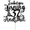 Happy 37th Birthday Cake Topper, 37th Birthday Cake Decor, Cheers to 37 Years, Hello 37, 37th Birthday Anniversary Party Decorations, Black Glitter view 2