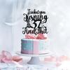 Happy 37th Birthday Cake Topper, 37th Birthday Cake Decor, Cheers to 37 Years, Hello 37, 37th Birthday Anniversary Party Decorations, Black Glitter view 3