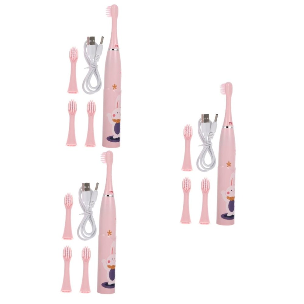 Beavorty 3sets Portable Electric Toothbrush for Boys and Girls Cartoon Design Household Tooth Brush Boy Girl Accessory Toothbrush Electric