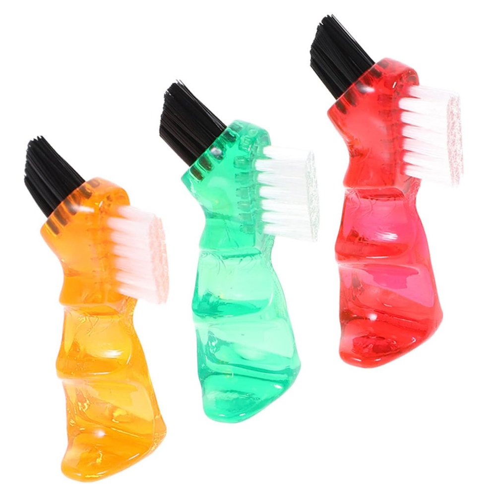 Beavorty 3Pcs Mini Denture Cleaning Brushes Multi-Functional Small Denture Cleaner with Safe Comfortable Bristles Portable for Daily Use