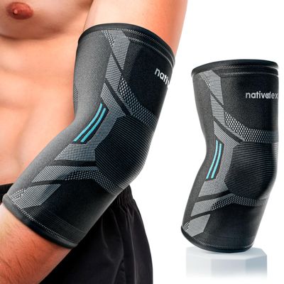 NativoDex Elbow Support for Men & Women Tennis Elbow Brace for Tendonitis & Golfers Elbow Compression Elbow Support for Gym, Weightlifting, Golf & Tennis