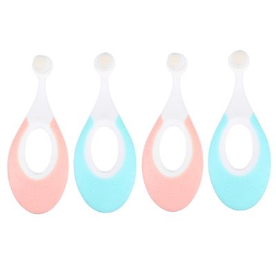 TOVINANNA 4pcs Baby Toothbrush Soft Bristles Training Toothbrush Oral Care Tool for Infants Gentle Gum Protection Toddler Oral Hygiene Kit Pink and Blue