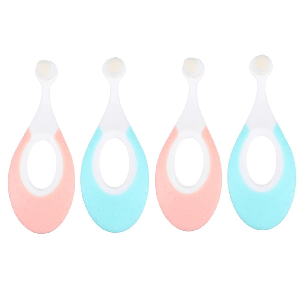 TOVINANNA 4pcs Baby Toothbrush Soft Bristles Training Toothbrush Oral Care Tool for Infants Gentle Gum Protection Toddler Oral Hygiene Kit Pink and Blue